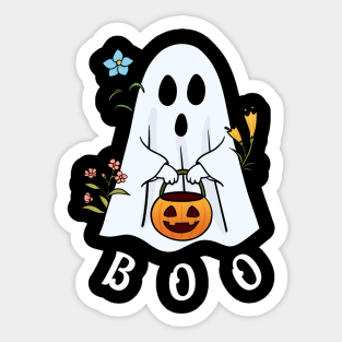 Boo Flowers Ghost Sticker